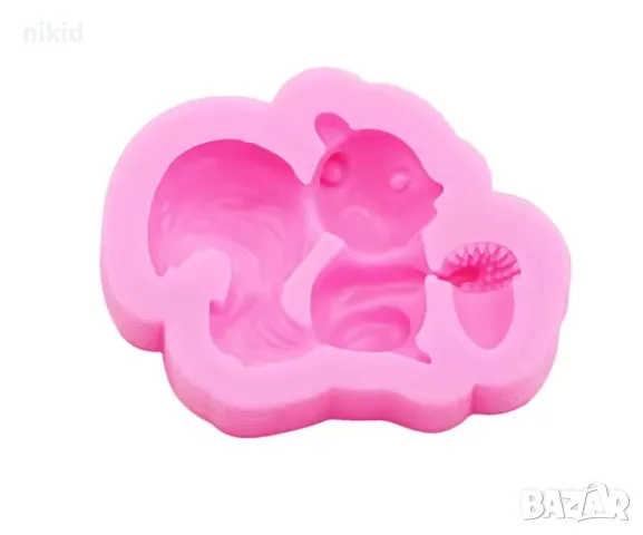 Малка Катерица катеричка със жълъд силиконов молд форма фондан шоколад гипс декор, снимка 3 - Форми - 49250585