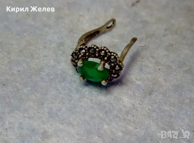 СТАРА СКЪПОЦЕННА СРЕБЪРНА ОБЕЦА СРЕБРО 925 АНГЛИЯ с ФАСЕТИРАН ПЕРИДОТ и МАРКАЗИТИ 48241, снимка 7 - Обеци - 49510561