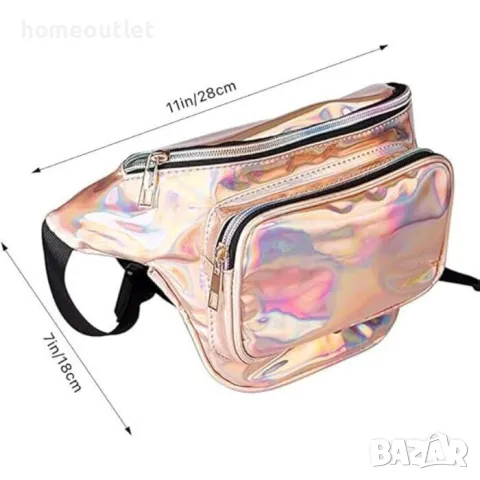 ПРОМОЦИЯ Чантичка за кръст в бледо розово с холограмен ефект X0011TSDWT, снимка 4 - Чанти - 49302149