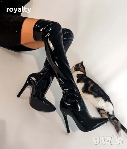 Чизми на ток - черен лак 