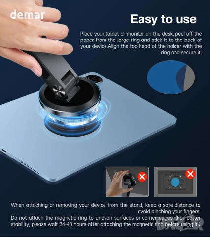 Магнитна стойка Golday за iPhone/iPad/монитор, до 18", регулируема, снимка 4 - Друга електроника - 51216301