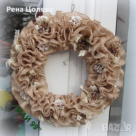 Венец от фино зебло с цветя и дантела, снимка 6 - Декорация за дома - 53347732