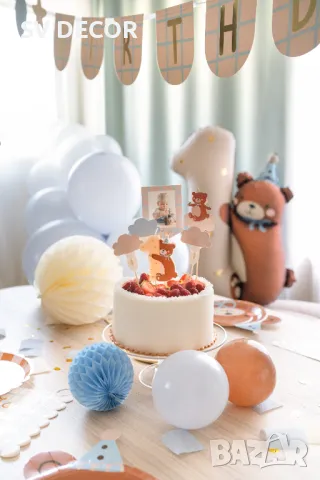 Свещ за торта с мече за Първи рожден ден