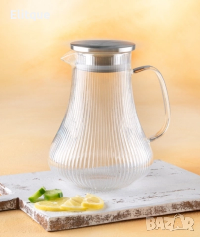 Луксозна стъклена кана с метален капак, снимка 5 - Други - 52778749