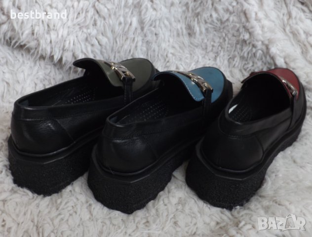 Обувки, естествена кожа, зелени, сини, бордо,  код 506/80, снимка 11 - Дамски ежедневни обувки - 40416452