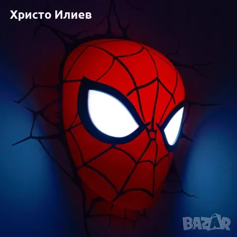 Лампа за стена 3D Глава на Спайдърмен Марвел Marvel Spiderman Лампа за детска стая, снимка 2 - Лампи за стена - 47516768
