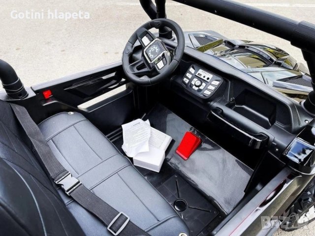 Акумулаторен Двуместен джип UTV 4X4 12V батерия,MP3 плейър, с меки гуми с двойна Кожена седалка, снимка 5 - Детски велосипеди, триколки и коли - 43657913