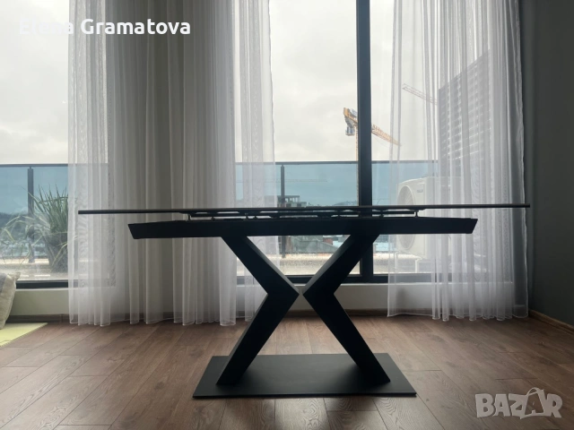 разтегателна трапезна маса 160/90/76 метална основа и керамичен плот, снимка 4 - Маси - 53381970