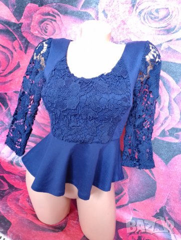 Турско лилав къс топ пеплум и дантела с интересен гръб С, снимка 3 - Корсети, бюстиета, топове - 37618857