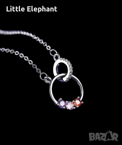 Pre order Сребърно колие бранд с кристали multicoloured/ново