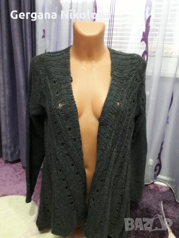 Дамска жилетка плетиво сива, снимка 5 - Жилетки - 27421444