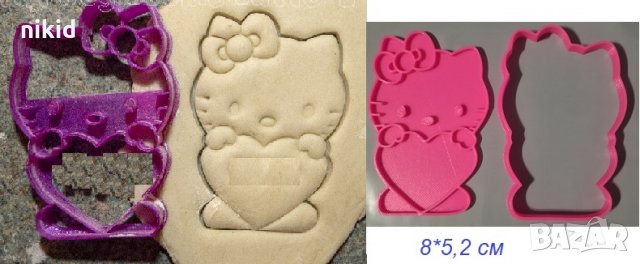 HELLO KITTY Коте Кити със сърце Пластмасов резец форма за тесто бисквитки фондан торта