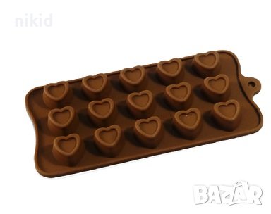 15 Сърца сърца с контур вдлъбнати силиконов молд калъп форма бонбони шоколад желирани украса 