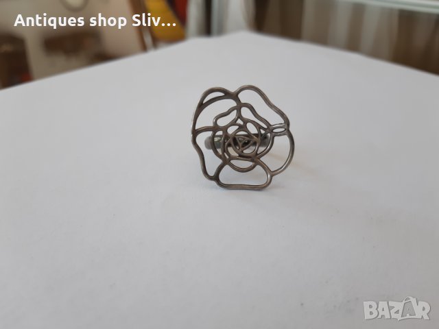 Сребърен пръстен във фората на цвете. №0149, снимка 3 - Пръстени - 33015114