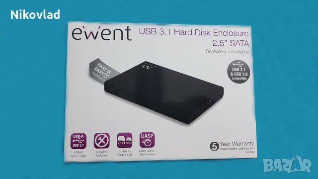 Чекмедже за твърд диск EWENT EW7044, 2.5", USB 3.0, снимка 1 - Резервни части за телефони - 33466764