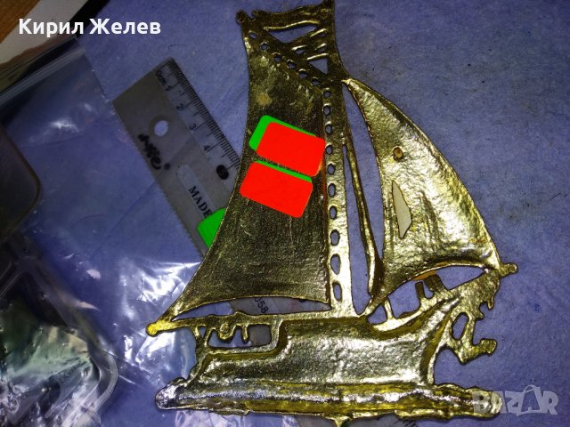Стар КРАСИВ ДЕКОРАТИВЕН БРОНЗОВ ВЕТРОХОДЕН КОРАБ ПЛАТНОХОД 41539, снимка 3 - Декорация за дома - 43666167