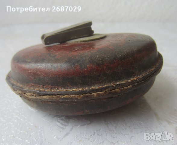 Стара ролетка 10 метра,  ролетка за мерене, кожа месинг маркировка, кутия кожа и дърво за цигари, снимка 9 - Антикварни и старинни предмети - 32607772