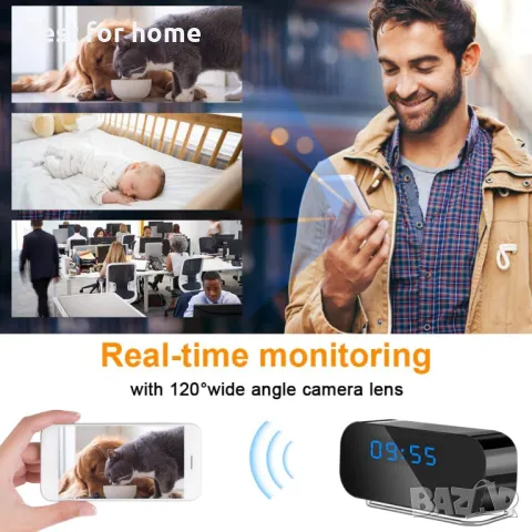 Шпионска камера- часовник от TANGMI 2.4G и 5G WiFi и TUYA, снимка 5 - Комплекти за видеонаблюдение - 49230080