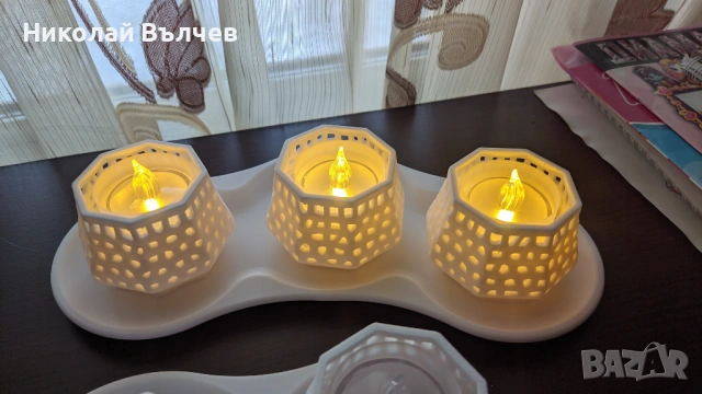 Премиум декоративни LED свещници – комплект 3 броя | Модерен арт дизайн | Готов подарък, снимка 5 - Декорация за дома - 53130563