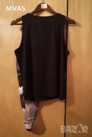 Нов Reserved асиметричен топ черно бял с воал M L размер, снимка 2 - Потници - 33003473