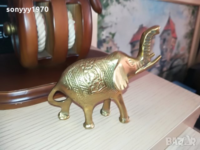 мед/месингово слонче-цвят злато 10х9х5см, снимка 8 - Колекции - 28726876