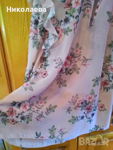 Елегантна блуза-туника в розово ,на цветя,XL, снимка 6 - Блузи с дълъг ръкав и пуловери - 37342874