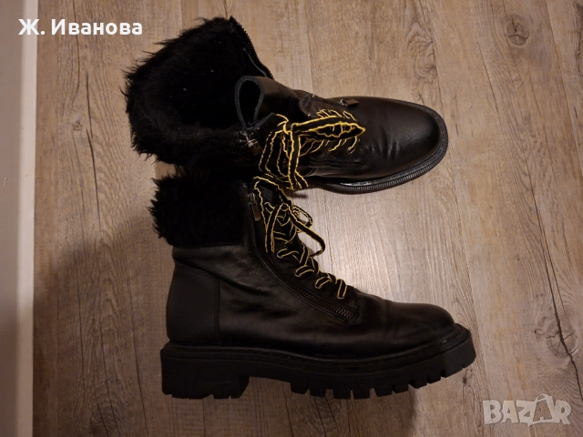 Продавам черни, кожени - италиански, дамски ботуши, номер 42, снимка 2 - Дамски ботуши - 52932747