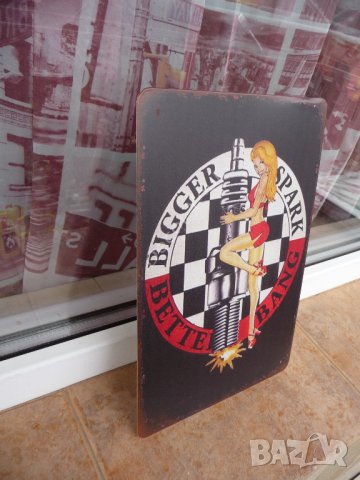 Метална табела запалителна свещ за кола еротика стартер искрa, снимка 2 - Декорация за дома - 43765295