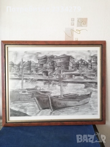 Стари картини графики с размери 50х35см., рисувани с въглен., снимка 5 - Картини - 51434277