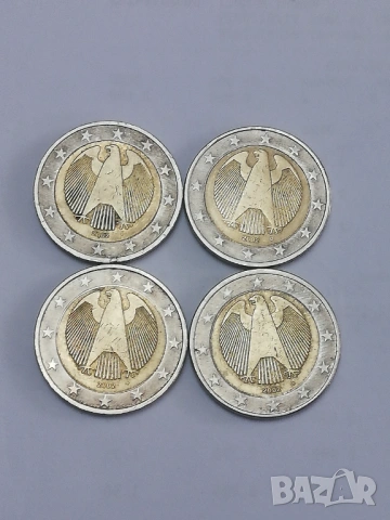 2 евро Германия 2002 г. букви A;D;F;G