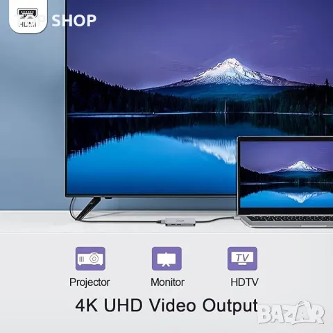 5-в-1 HDMI USB-C хъб QGEEM, снимка 3 - Друга електроника - 48512195