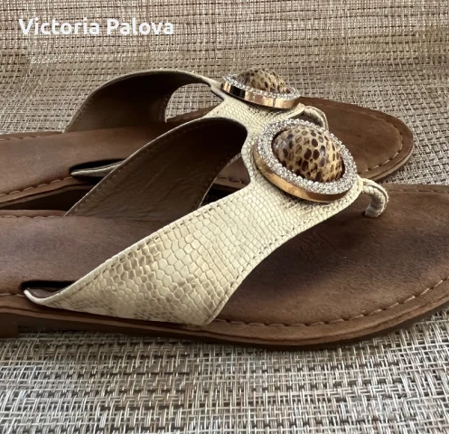 Красиви чехли/сандали LAZAMANI  Италия естествена кожа, снимка 4 - Сандали - 50508290