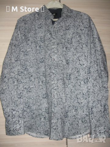 H&M slim fit мъжка риза от памук, снимка 1 - Ризи - 36672808