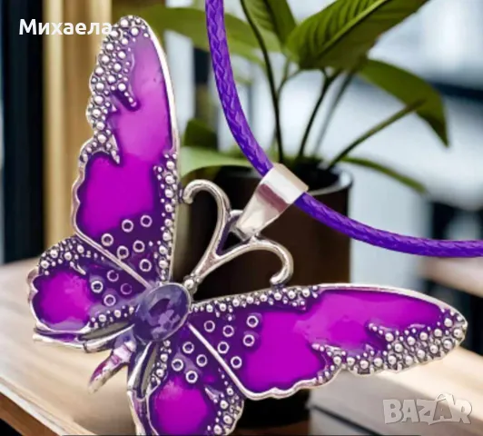 Дамско колие пеперуда/Дамски бижута, снимка 5 - Обеци - 48665572