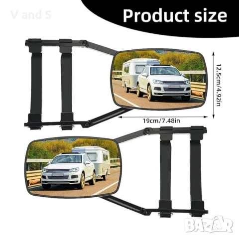 Огледало за каравана, 2 броя, CEIEVER Универсално огледало за каравана, допълнително огледало, регул, снимка 2 - Аксесоари и консумативи - 50738779