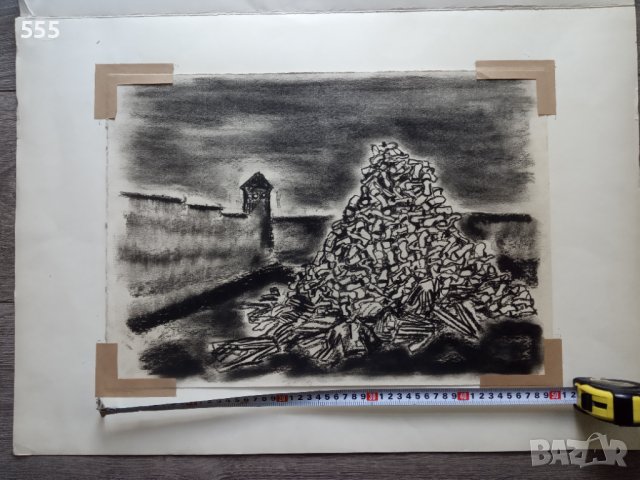 Картина графика креда - Мони Аладжемов (1922-2006), снимка 3 - Картини - 43217045