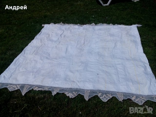 Стара кенарена покривка за легло,чаршаф #3, снимка 2 - Други ценни предмети - 28878567