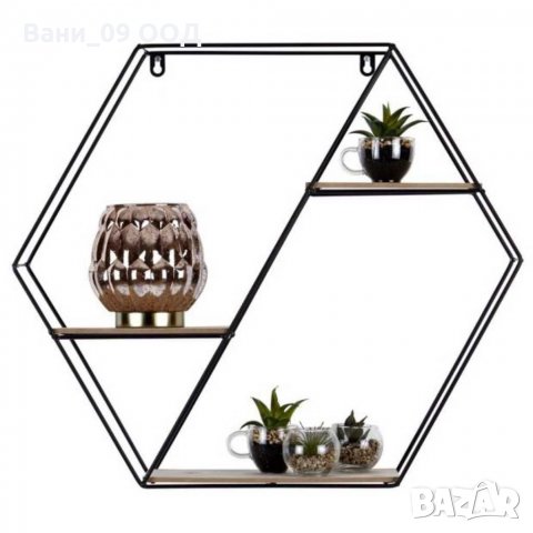 Етажерка за стена-дърво и метал, снимка 2 - Етажерки - 32776635