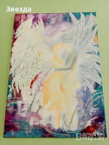 Картина "Шепот на ангел" - Докосване до небесното, снимка 6 - Декорация за дома - 49588824