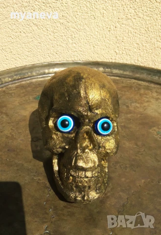 Златен череп, статуетка за декорация., снимка 6 - Статуетки - 50918839