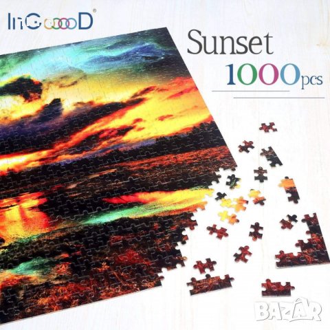 Дървен пъзел 1000 части залез, снимка 2 - Пъзели - 37682491