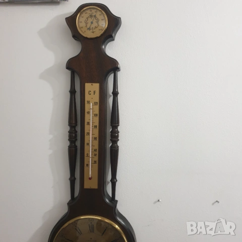 Голям барометър,термометър,влагометър и часовник, снимка 11 - Антикварни и старинни предмети - 53022916