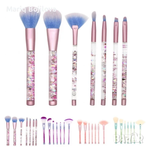 Четки за грим с кристални дръжки - 7 броя HZS86