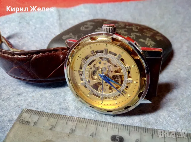 СЛАВА Скелетон РУСКИ ЧАСОВНИК АВТОМАТИК с КАИШКА Nagata SPAIN Естествена КОЖА ФУНКЦИОНИРАЩ 49334, снимка 14 - Мъжки - 48275542