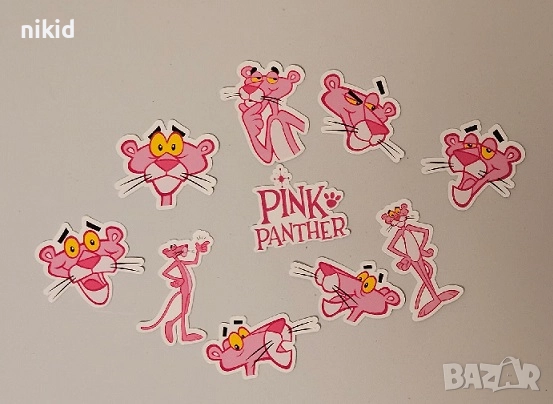 50 бр Пинко Розовата Пантера самозалепващи лепенки стикери, снимка 3 - Други - 52674979