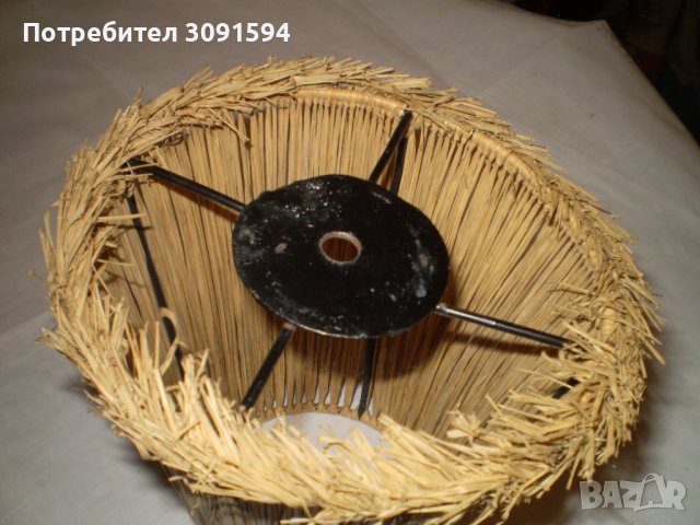 Винтидж стар абажур, ръчно изплетен от слама, снимка 5 - Други ценни предмети - 42968969