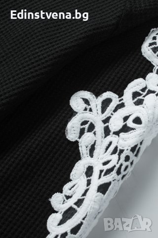 Дамска блуза в черно с дълги ръкави с бродерия и деколте с цип, снимка 8 - Блузи с дълъг ръкав и пуловери - 43503270