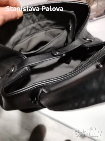 Кожена черна чанта, снимка 4 - Чанти - 52387153