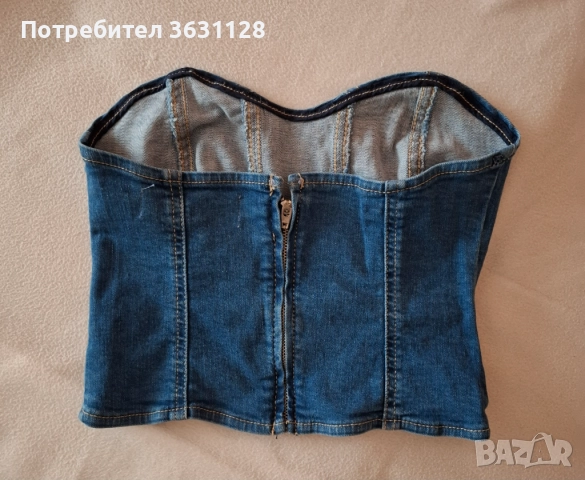 Къс дънков топ, снимка 2 - Корсети, бюстиета, топове - 52443336