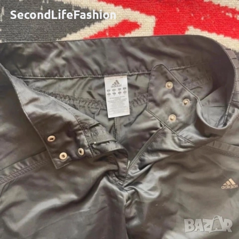 Дамски черни полиестерни панталони Adidas с цип, размер S Черен , снимка 4 - Панталони - 53219338